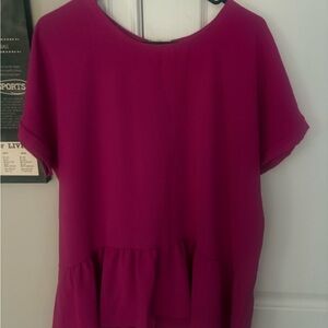1.4.3. Story by Line Up Fuchsia Peplum Short Sleeve Top